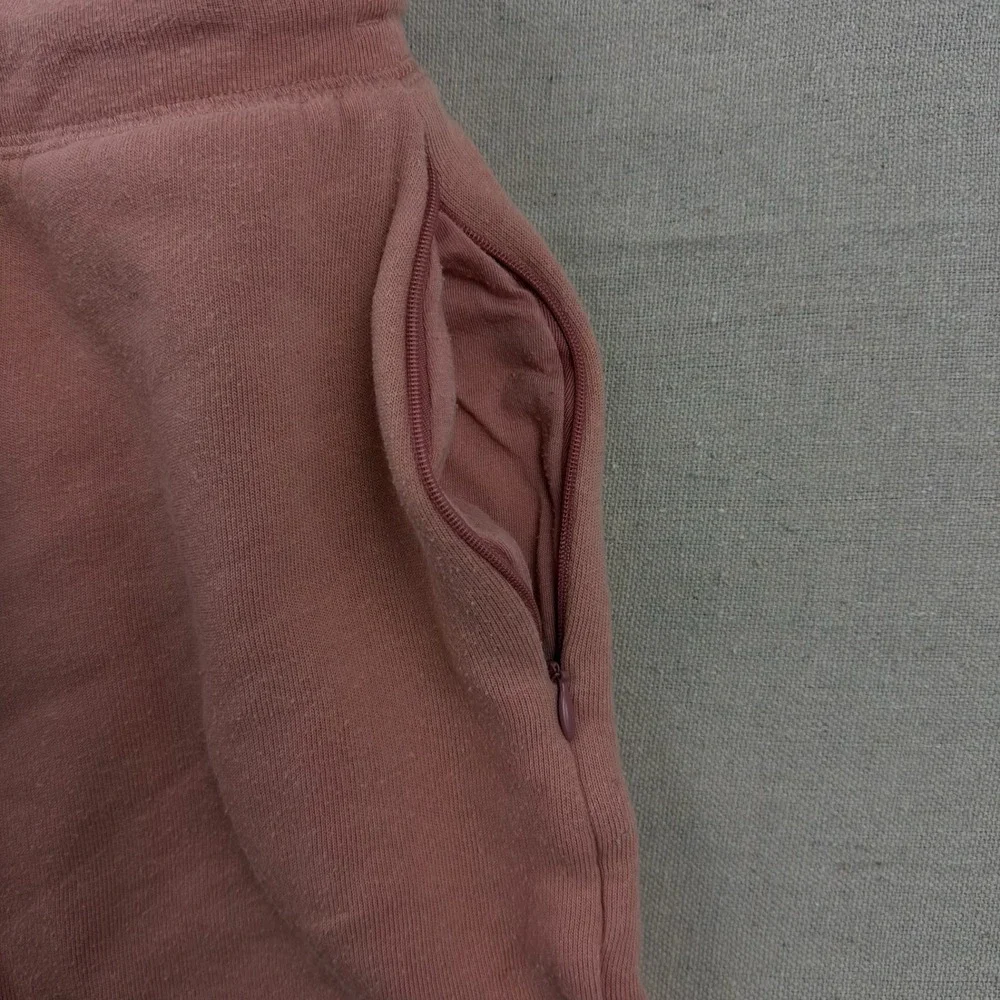 Alo Yoga Jogger‎ Sweatpants Womens Medium Pink Fleece Zipper Pockets Tapered Leg